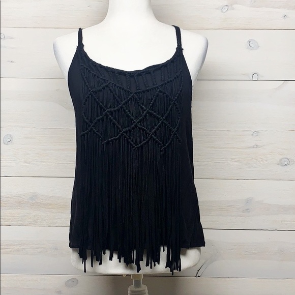 Contempo Casuals Tops - 🌸4/$25🌸 Contempo Casuals Black Fringe Tank Top